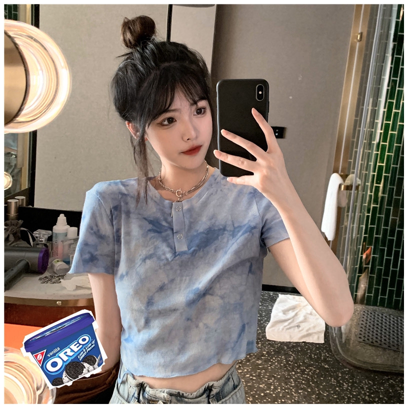 Áo Thun Tay Ngắn Phối Màu Thời Trang Mùa Hè Cho Nữ