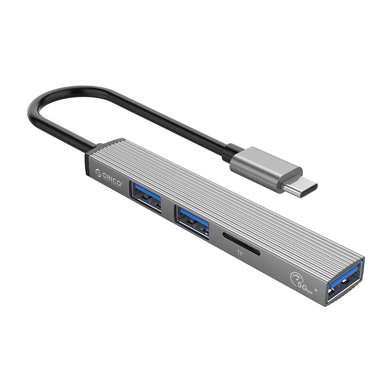 Bộ Chia USB Orico Type C ra 4 cổng USB 3.0 &amp; USB 2.0/ TF AH-12F-GY-BP/ AH-13-GY-BP - Hàng Chính Hãng