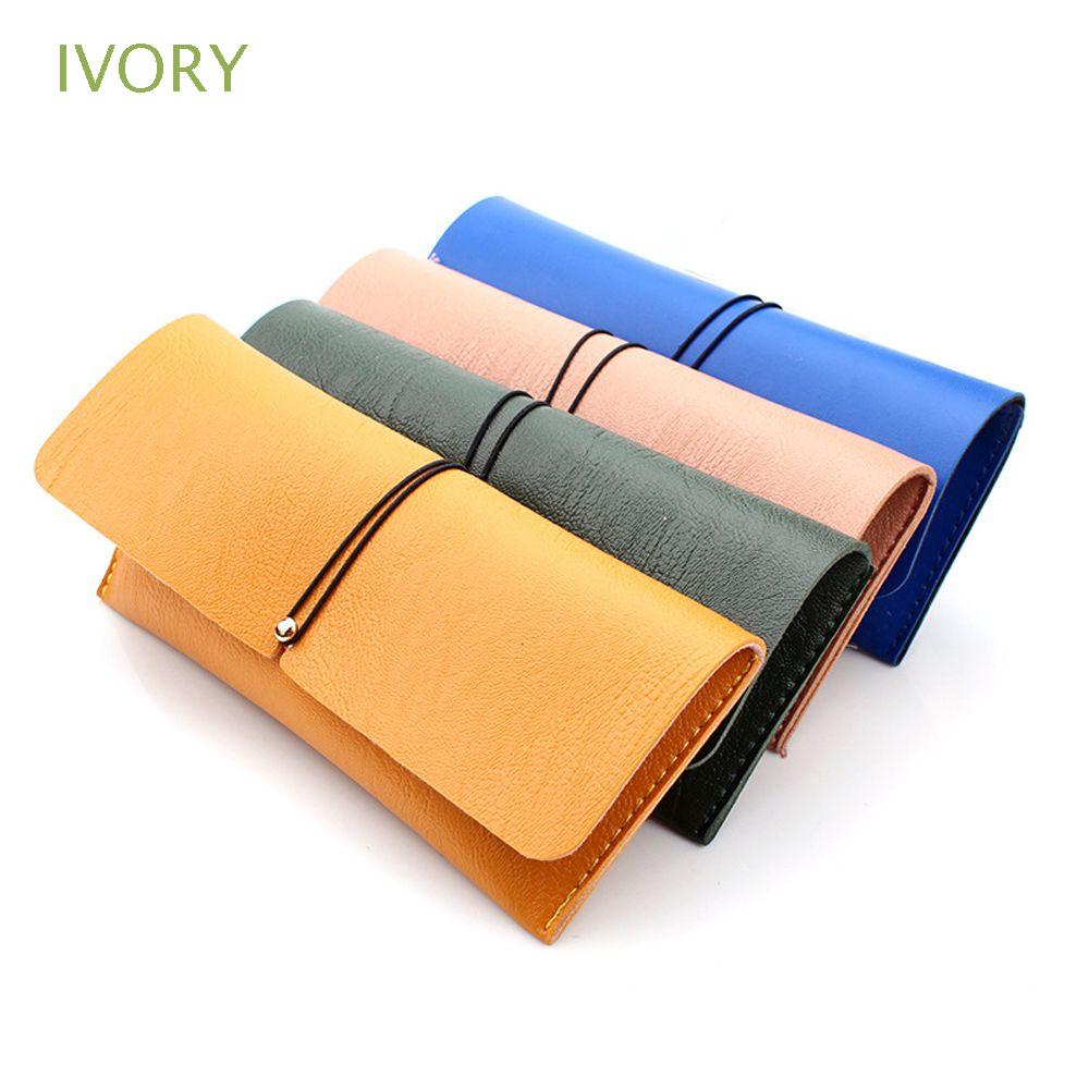 1 Hộp Đựng Kính Bằng Nhựa PVC Giả Da Màu Ngà Ốp