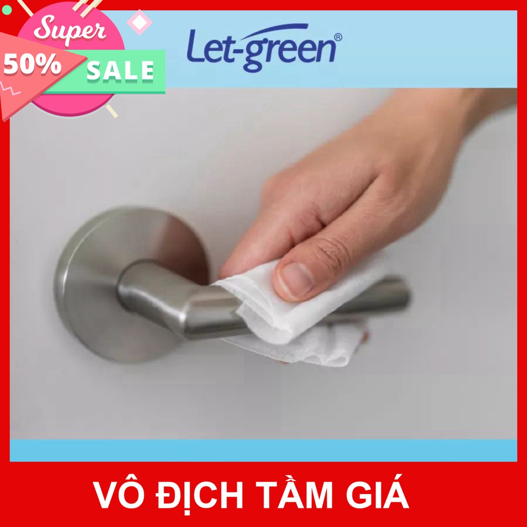 Combo 3 gói khăn ướt cồn Let-green (50 miếng/gói) diệt khuẩn 99,99%.