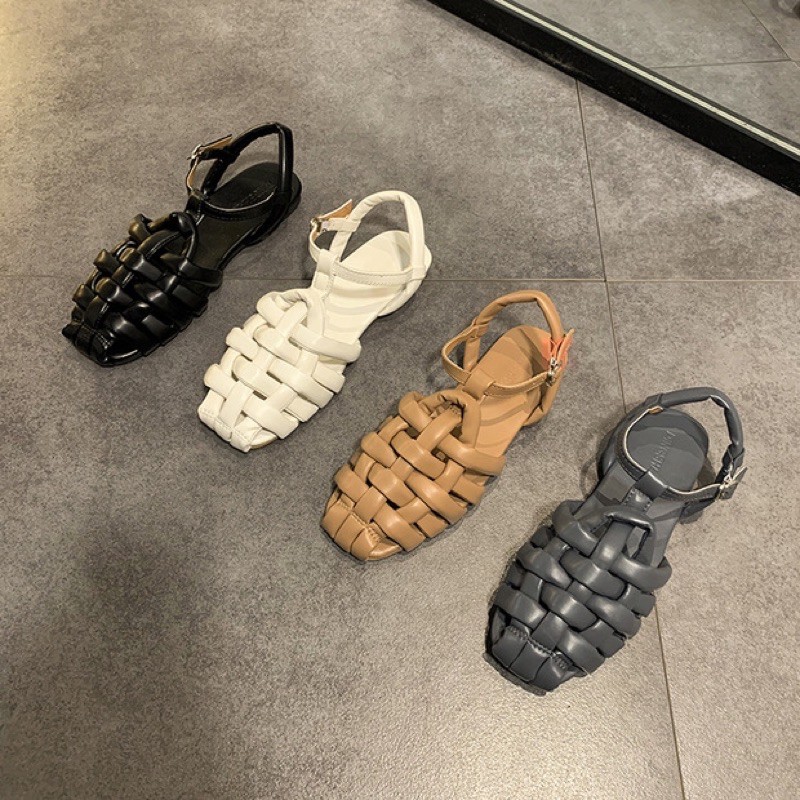 Sandal ulzzang mũi rọ đế bệt