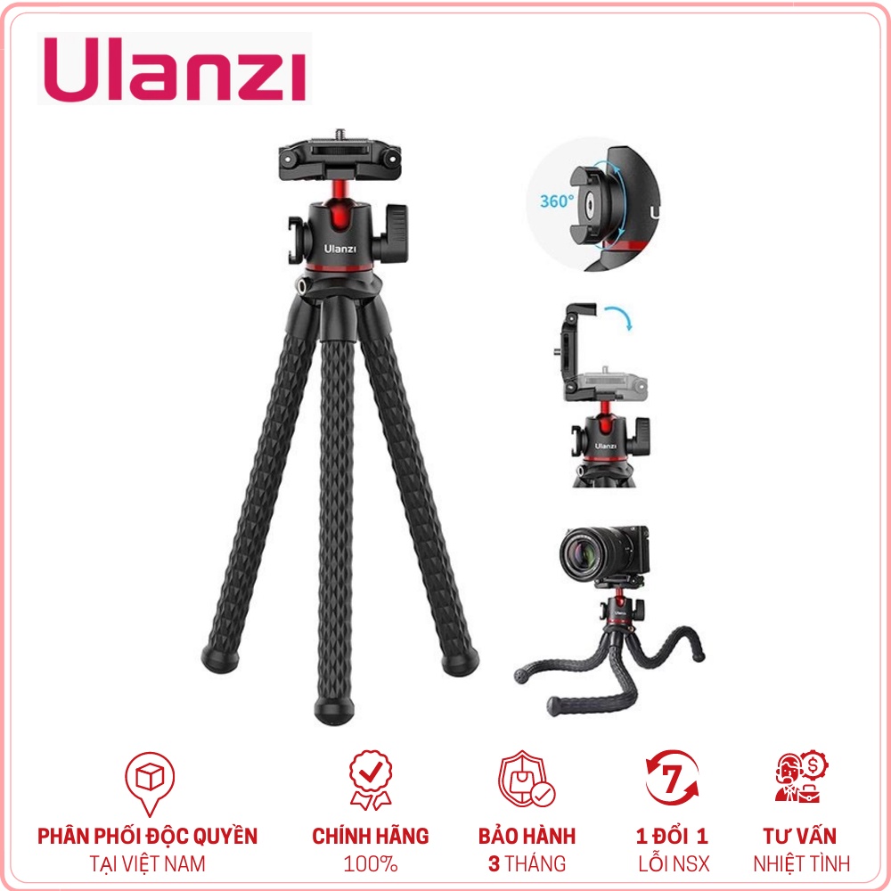 ULANZI MT-33 - HÀNG CHÍNH HÃNG - Chân Tripod bạch tuộc dành cho Máy ảnh &amp; Điện thoại, Ballhead xoay 360°