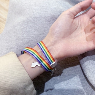 Vòng tay dây bện mặt trăng màu cầu vồng cho cặp đôi