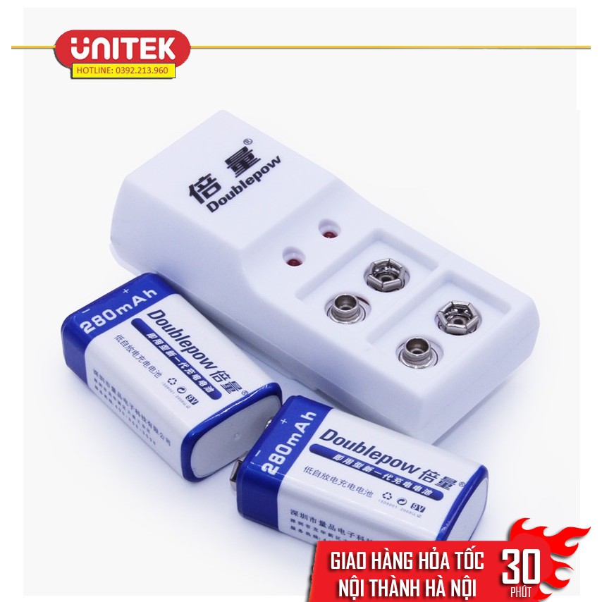 Bộ sạc pin vuông DP-B09 Kèm 1 pin 9V 280mAh Doublepow