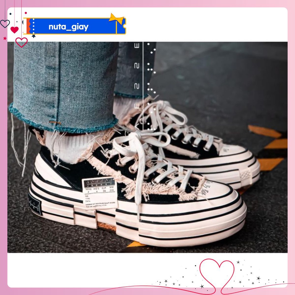 xVESSEL🔥𝐒𝐢ê𝐮 𝐑ẻ🔥,Giày xvessel rách đế gỗ nam nữ đế cao 3,5-4cm