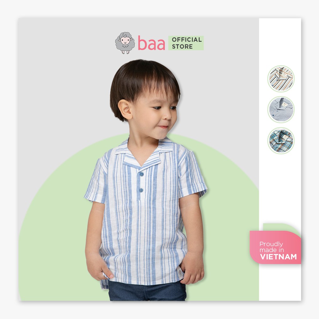 Áo sơ mi bé trai ngắn tay BAA BABY ngắn tay cổ Danton - BT-SM07N