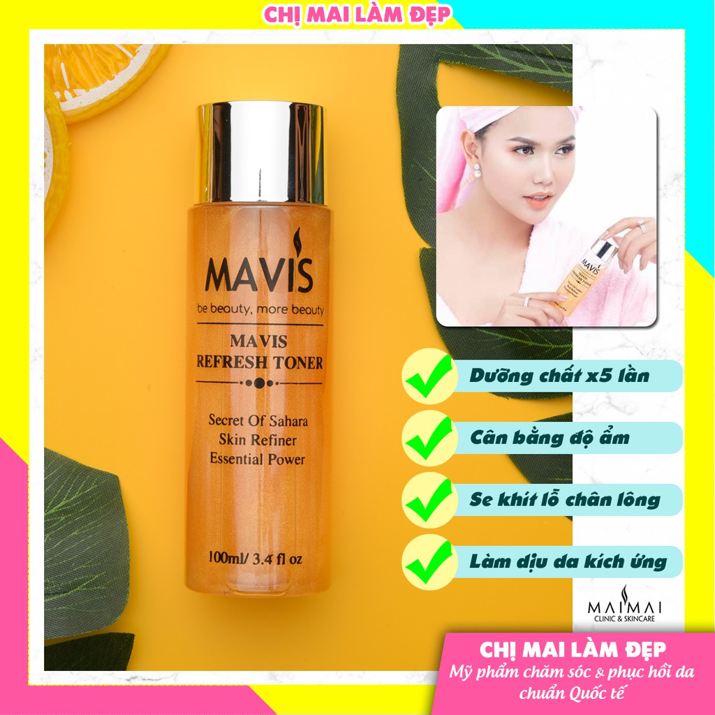 [HOT] Tinh Thể Cấp Nước Căng Bóng Da - Toner Tinh Chất Vàng 24K - Mavis Refresh Toner
