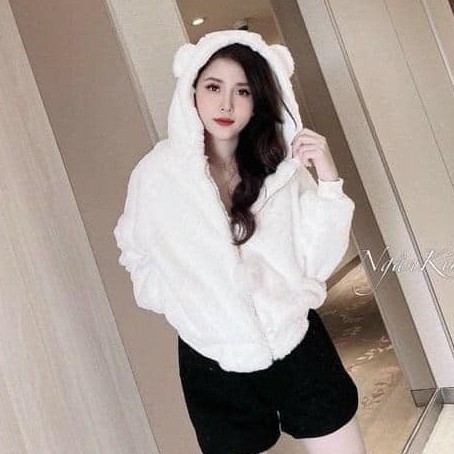 Áo lông nữ🍓🍓  áo khoác lông cừu tai gấu ,chất lông mượt mà về đủ màu, stye ulzzang, giá rẻ, KPI