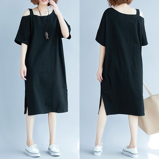 [ORDER] Váy đầm bigsize xẻ tà, trễ vai cách điệu (size XL 2XL 3XL) (V002)