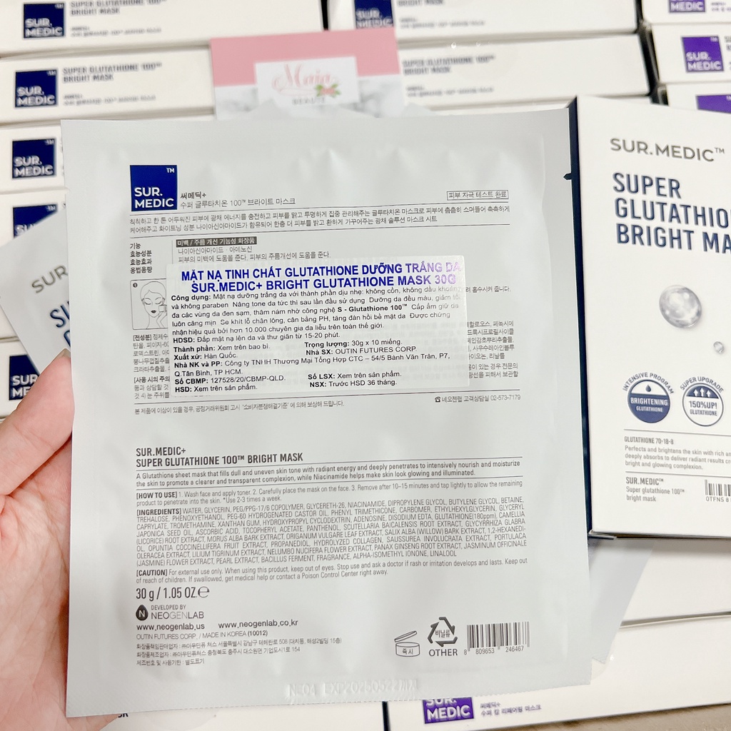Mặt nạ chăm sóc da Sur.Medic Super Glutathione Bright 100 Mask