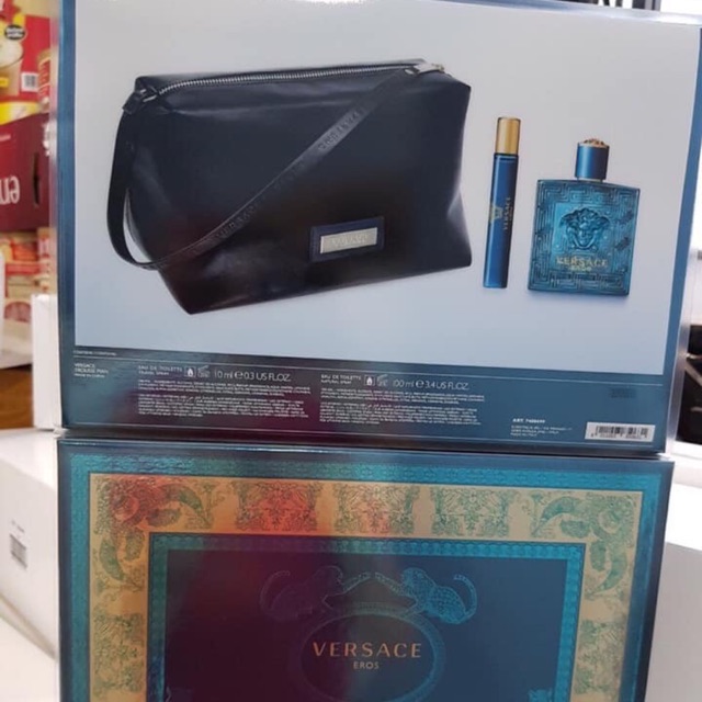 Giftset nước hoa nam VERSACE EROS 100 mL tặng túi da thời trang