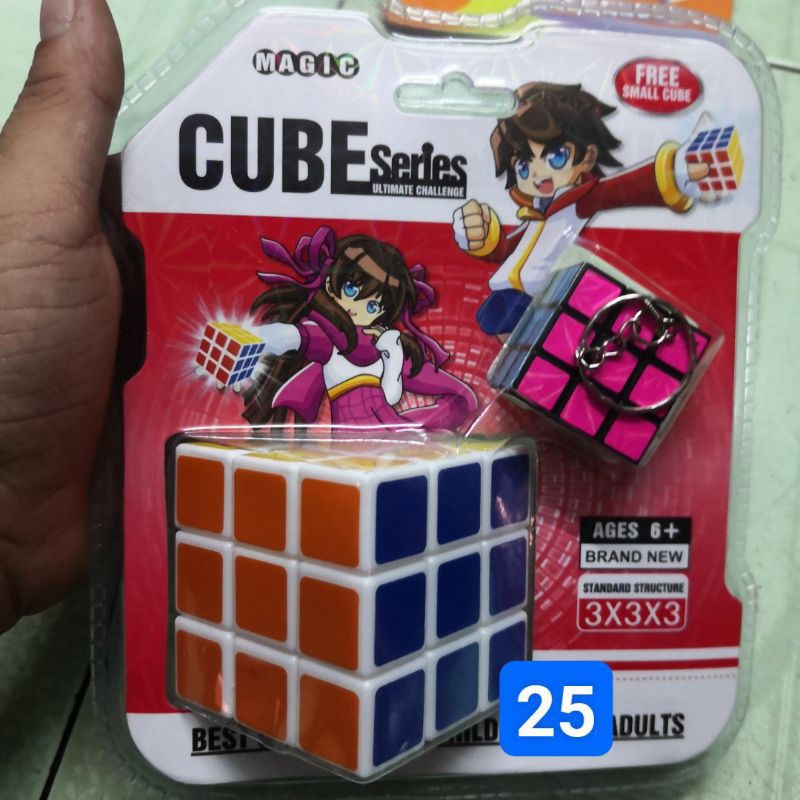 Đồ chơi Rubik trí tuệ 3x3x3 có kèm móc khoá rubik mini