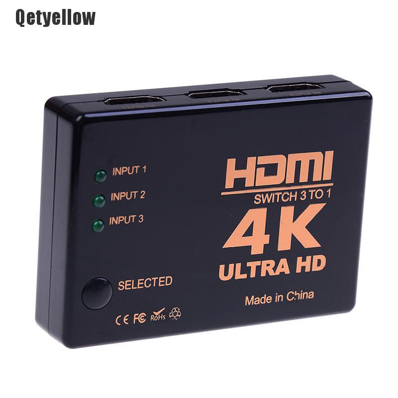 Qetyellow Hdmi switch 3 port 4k*2k switcher splitter box ultra hd for dvd hdtv xbox