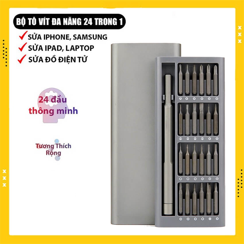 Bộ tua vít đa năng mini 24 đầu bỏ túi sửa chữa điện thoại Iphone, sửa chữa máy tính, đồ điện tử