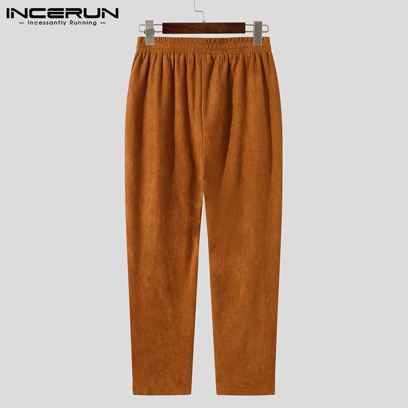 Quần dài INCERUN lưng thun dây rút phong cách cổ điển dáng rộng dành cho bạn nam đi chơi