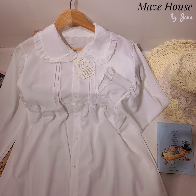 Váy bánh bèo trắng 💖Freeship💖 Đầm bánh bèo trắng dáng suông phong cách tiểu thư siêu đáng yêu - Maze House