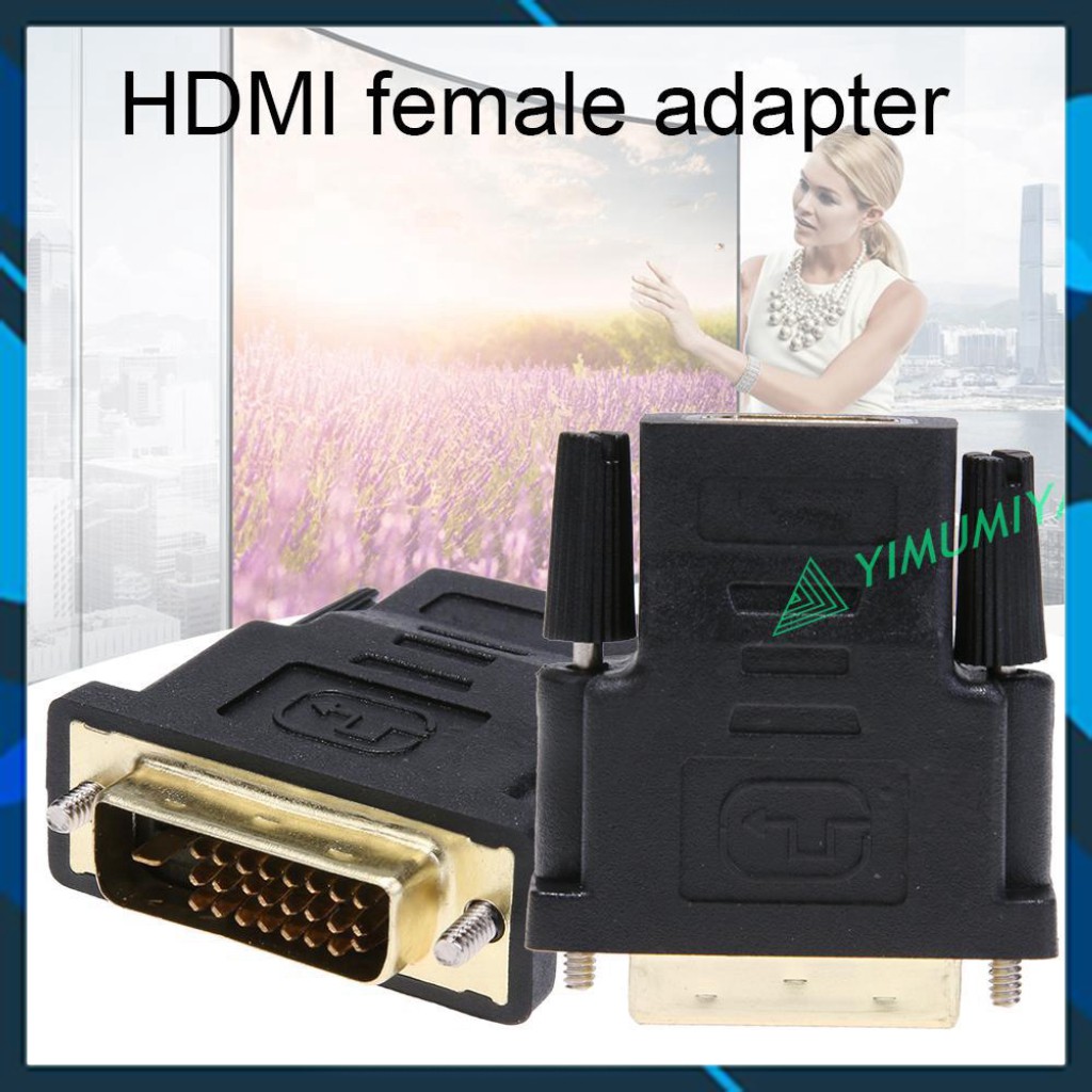 Đầu nối DVI qua HDMI (Xả Kho)Đầu nối chuyển đổi dây cáp HDMI qua DVI 24+1pin Sản phẩm chất lượng