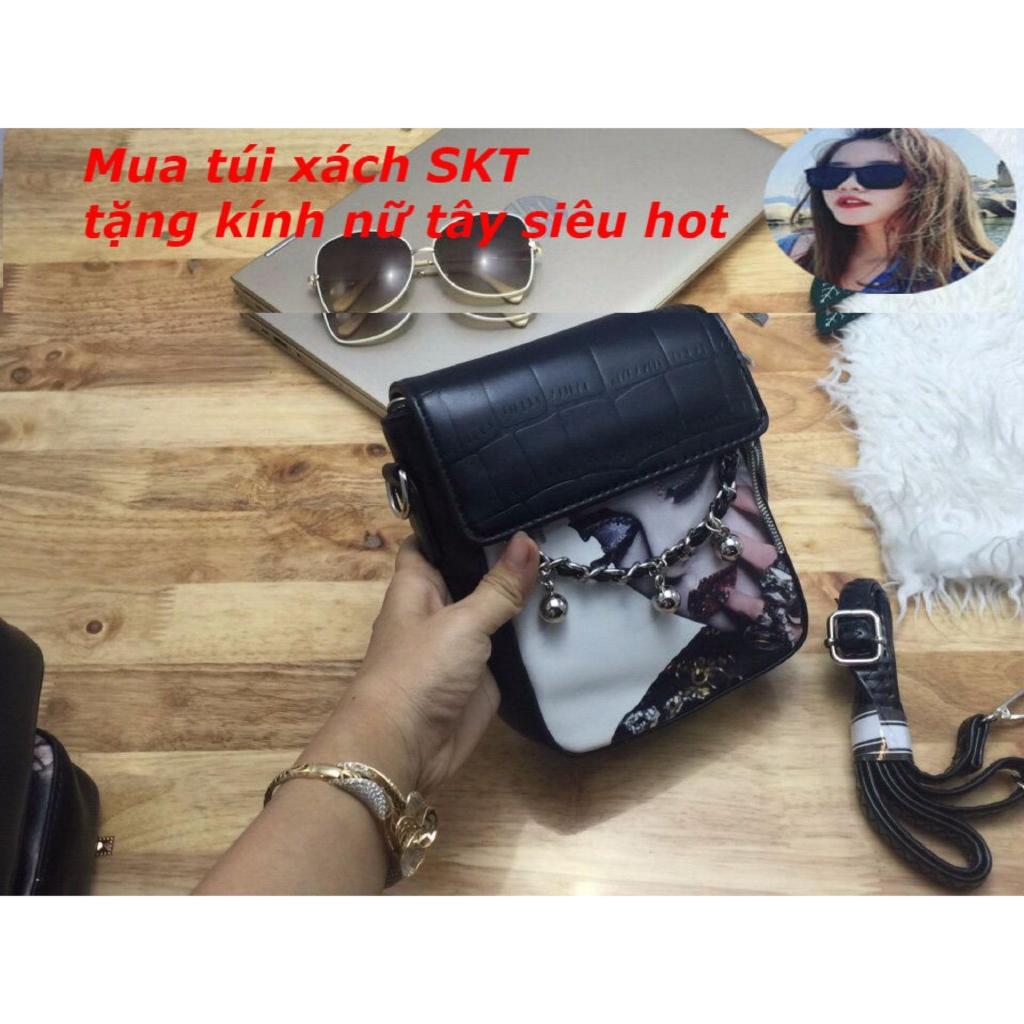 Túi xách tay nữ da HQ3 kiểu mới cực xinh tặng kính nữ tây