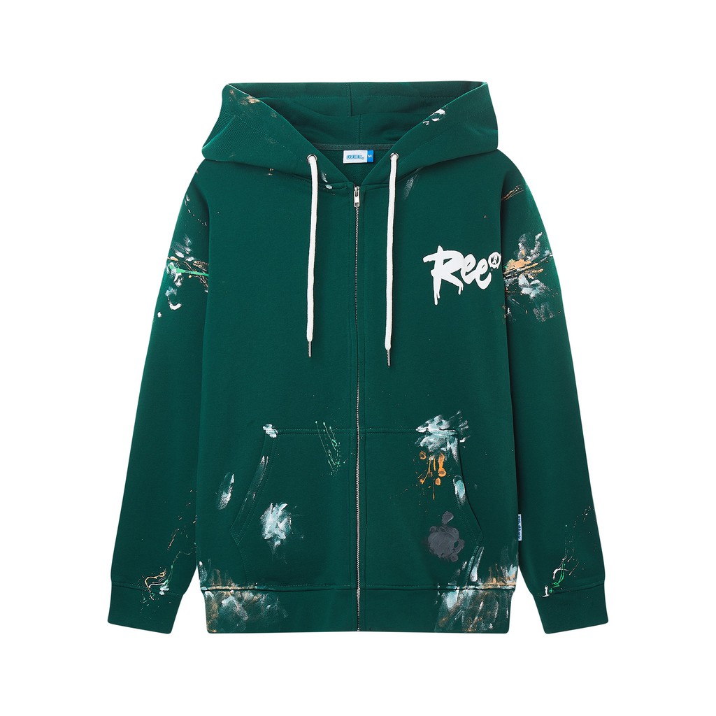 ÁO HOODIE ZIP VẨY SƠN THỦ CÔNG MÀU XANH ĐẬM BY REE | BigBuy360 - bigbuy360.vn