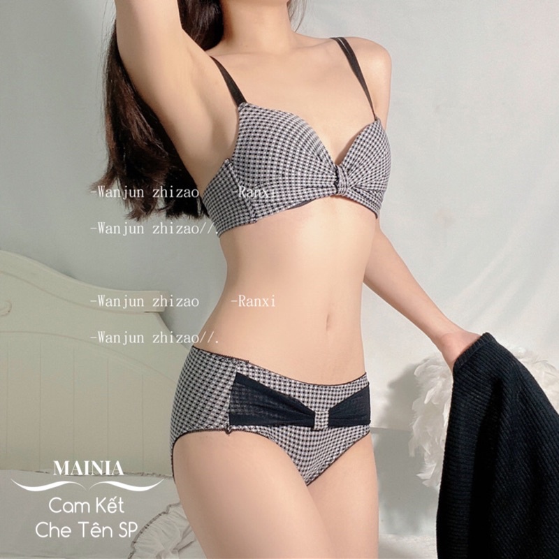 Áo Lót Nhún Nơ Hoạ Tiết Kẻ Caro Không Gọng Nâng Ngực Áo Ngực Nữ Teen Dễ Thương Thanh Lịch Cao Cấp Mainia Shop
