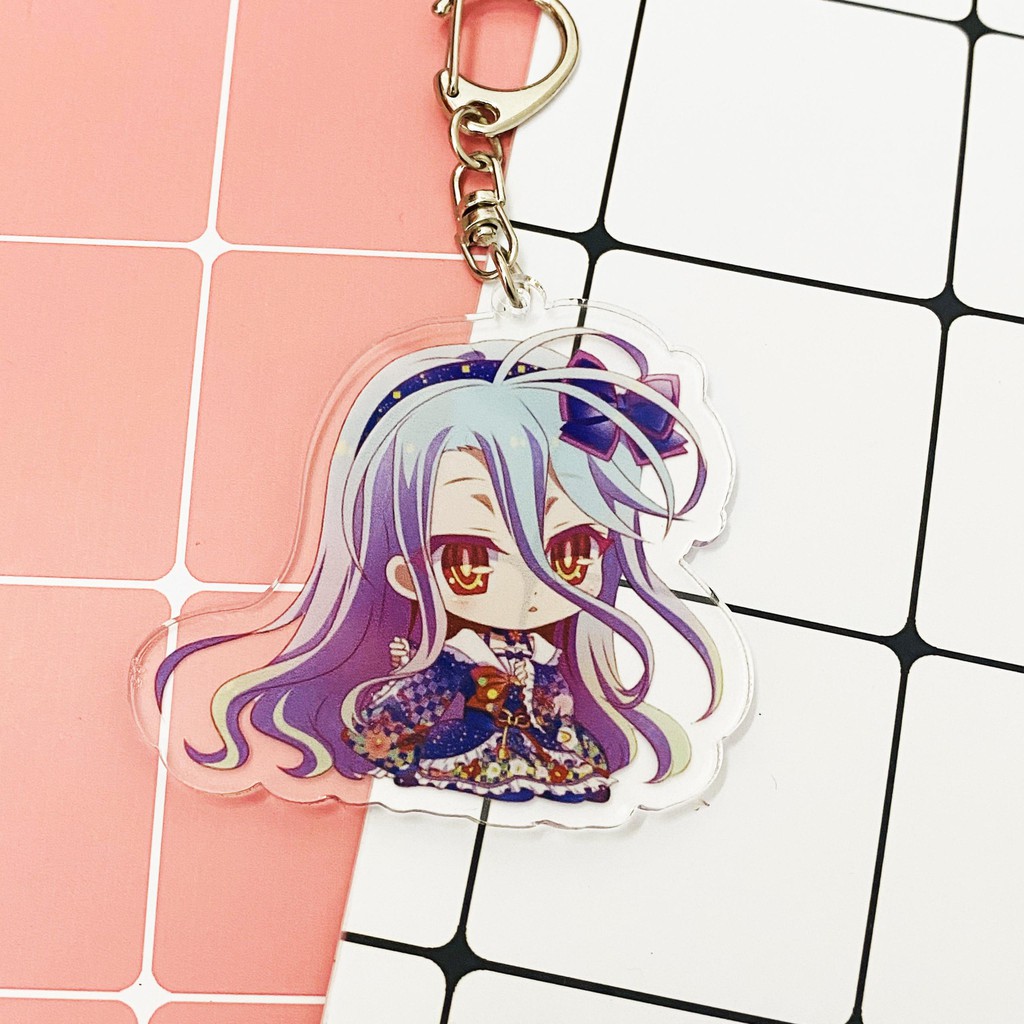 ( Mica trong acrylic ) Móc khóa No game no life Shiro quà tặng xinh xắn dễ thương in hình anime chibi