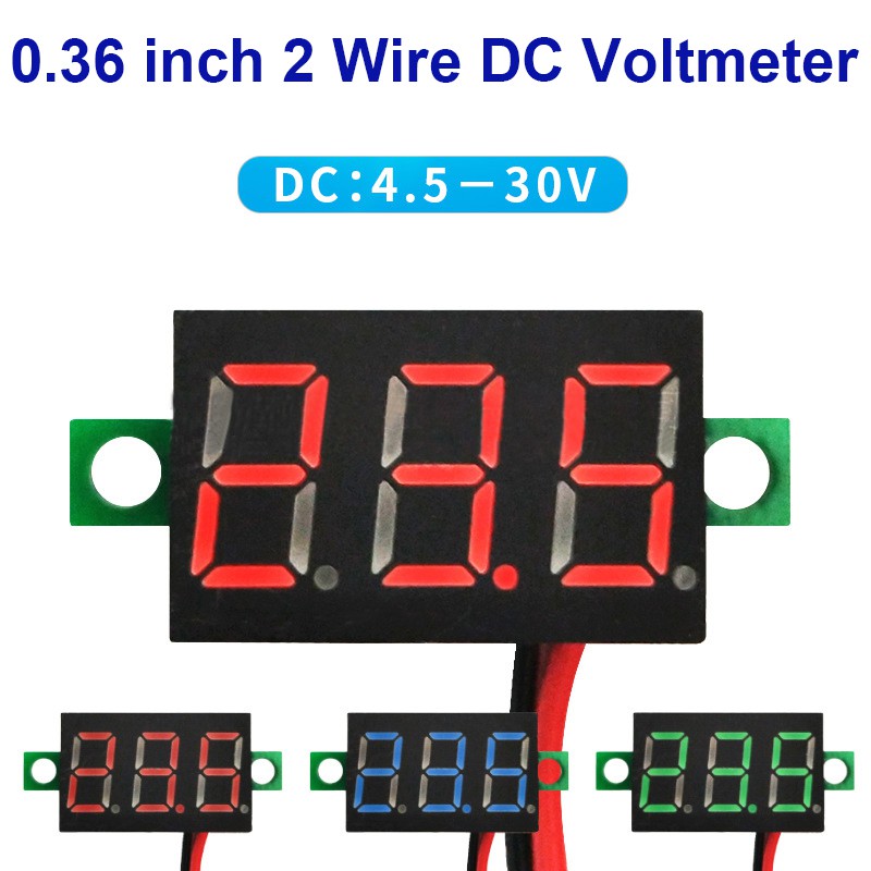 Vôn Kế Kỹ Thuật Số 2 Dây 0.36 Inch Dc 4.5v-30v Cho Xe Máy