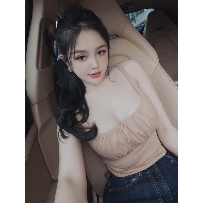 Áo croptop nữ OKIMAC hai dây bản to cổ vuông kiểu ôm body chất thô mềm phong cách ulzzang thời trang nữ