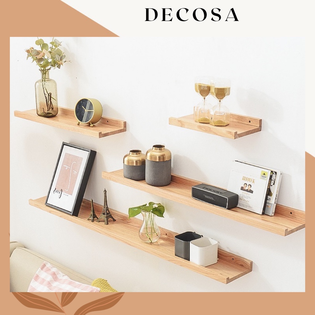 Kệ gỗ thông treo tường chống ẩm và mối mọt 4 kích thước DECOSA