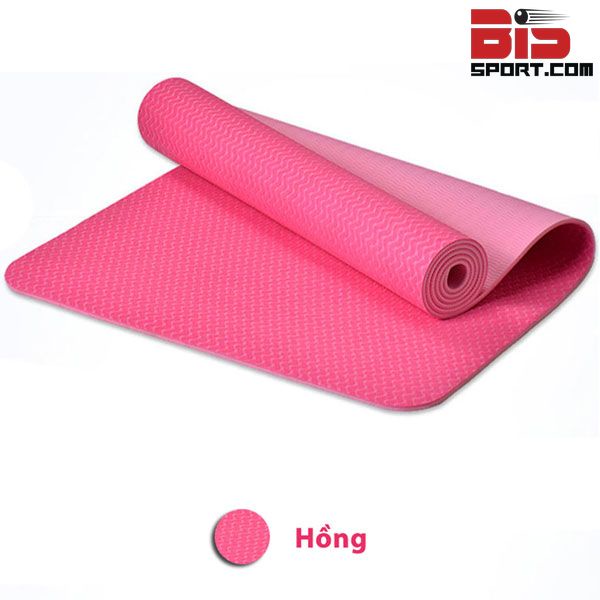 Thảm Tập Yoga TPE dày 8mm Chống Trượt - Thảm Tập Thể Dục, Gym  - tham tập yoga- Cực Êm, Bám Dính Sàn - Màu Hồng