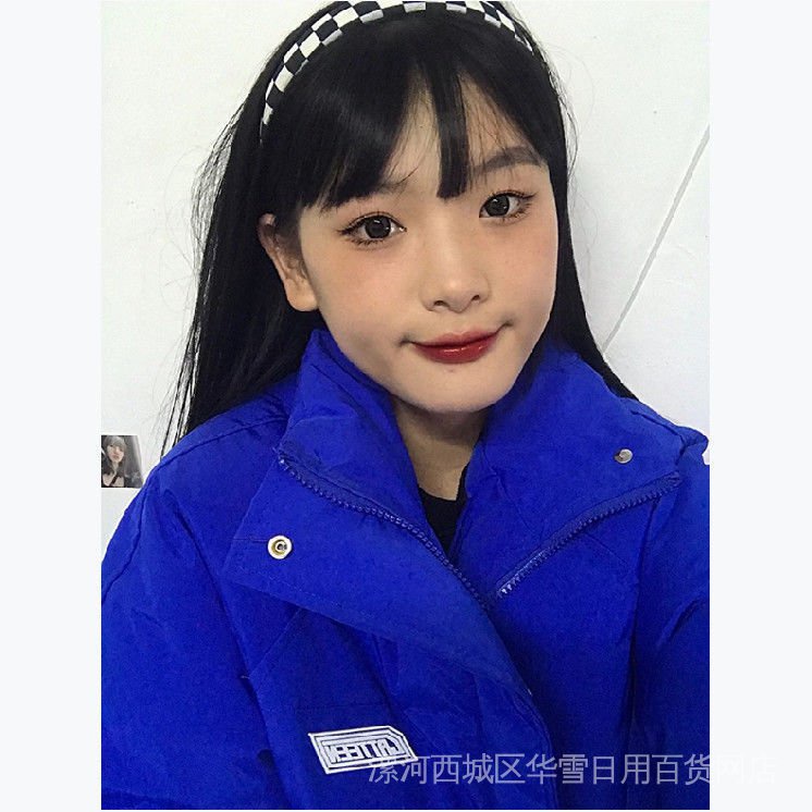 Áo Khoác Phao Cotton Xanh Dương Dày Dặn Cổ Đứng Size Lớn 2022 Cho Nữ