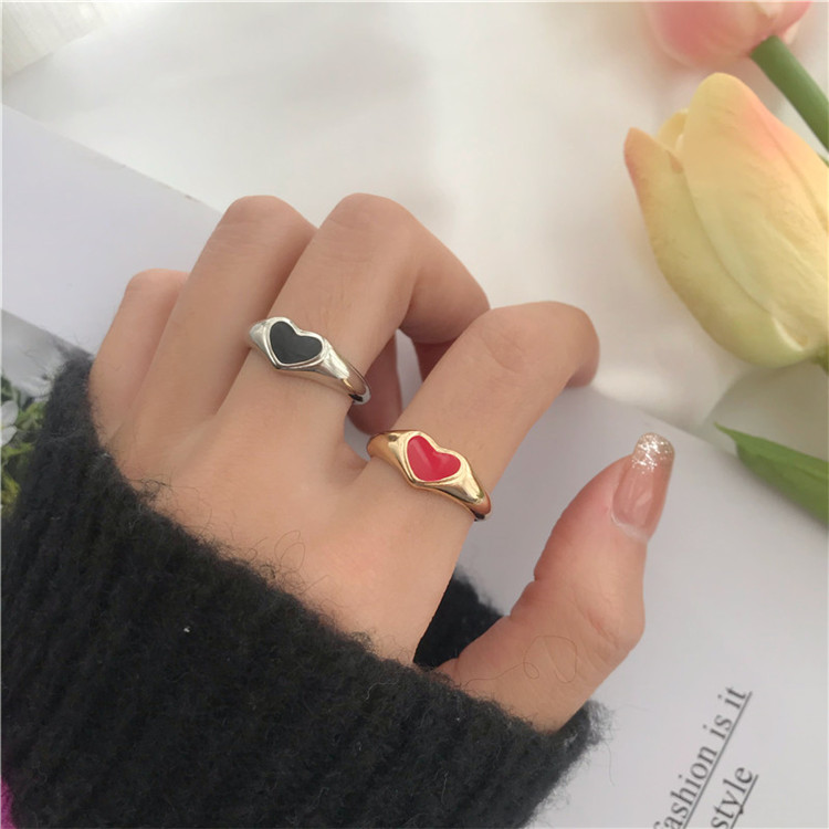 Women's love ring design exquisite simple niche in tide mesh red fashion personality hollow index finger ring cool ring