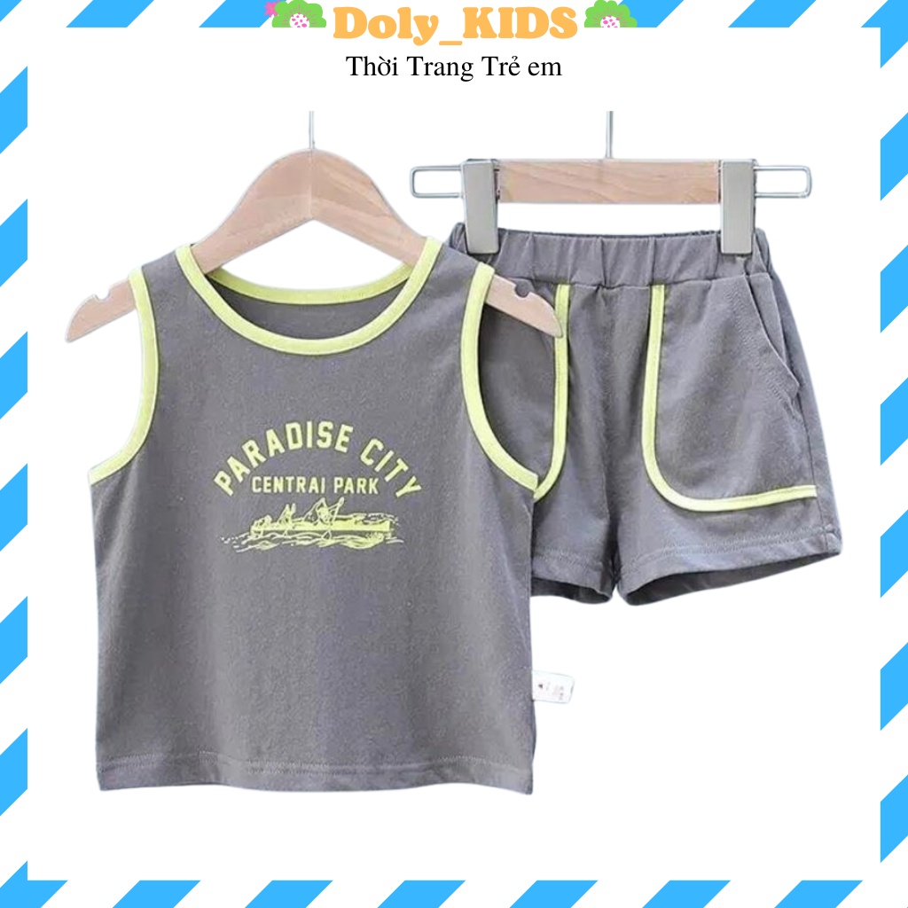 Bộ ba lỗ sát nách bé trai Doly kids, áo thun cho bé trai bé gái chất thun cotton cực mát bé từ 8-28kg
