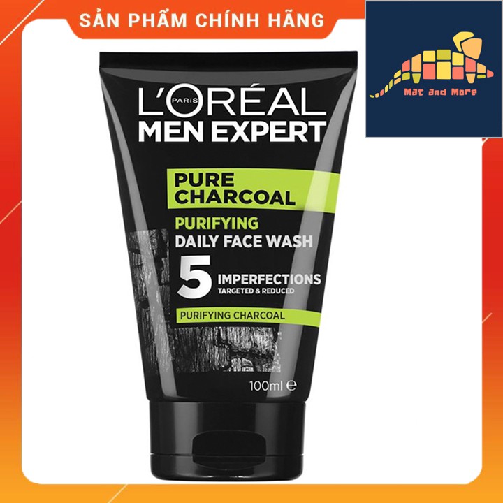 [CHÍNH HÃNG] Sữa rửa mặt 5 tác động Loreal Men Expert Pure Carbon Purifying Daily Face Wash 100ml