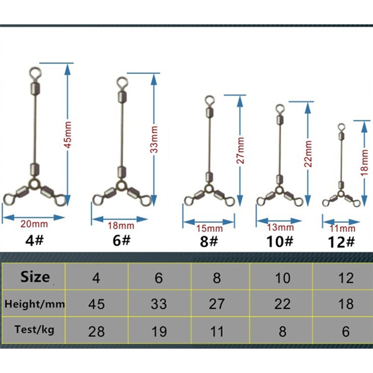 Set 10 Phụ Kiện Khớp Khuyên Câu Cá 3 Đầu Chuyên Dụng