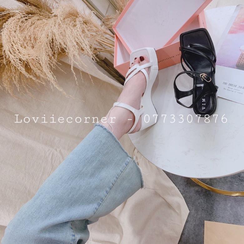 LOVIIECORNER - GIÀY ĐẾ XUỐNG 7CM XỎ NGÓN QUAI CHÉO THỜI TRANG - SANDAL ĐẾ XUỒNG QUAI MẢNH ĐẾ CAO 7 PHÂN - S200905 -b11