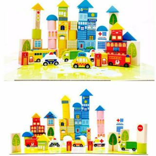 Xếp hình lâu đài bằng gỗ khối to