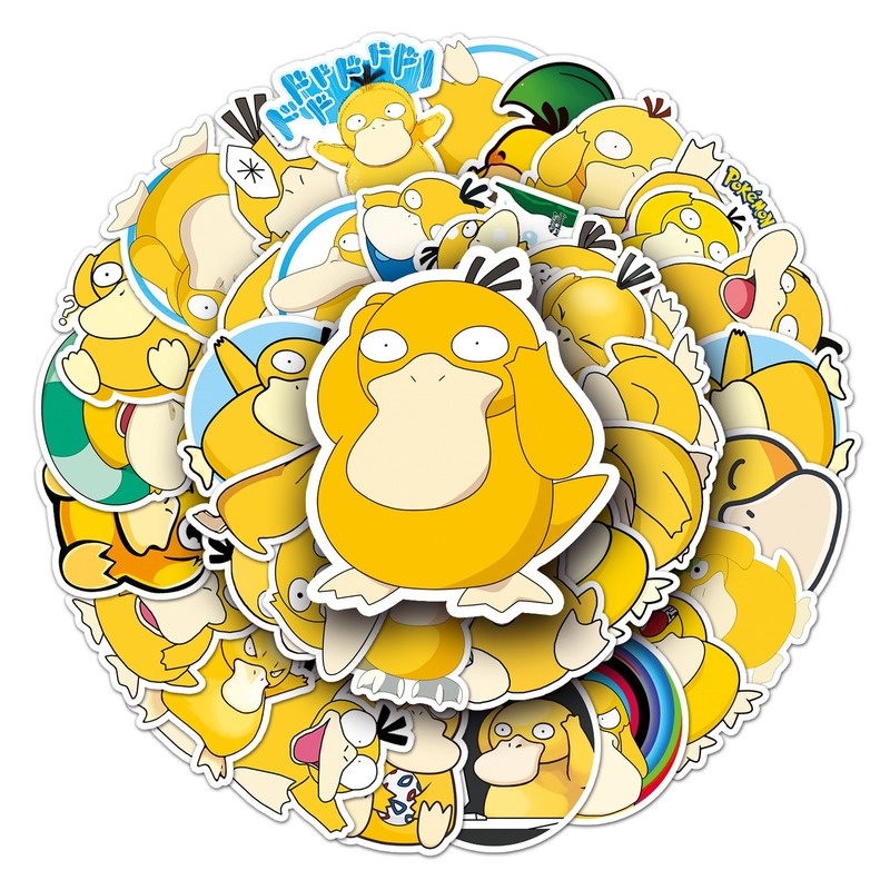 Z & M❀ Hình Dán Psyduck ❀ Bộ 50 Sticker Chống Thấm Nước Hình Pokemon Dùng Trang Trí