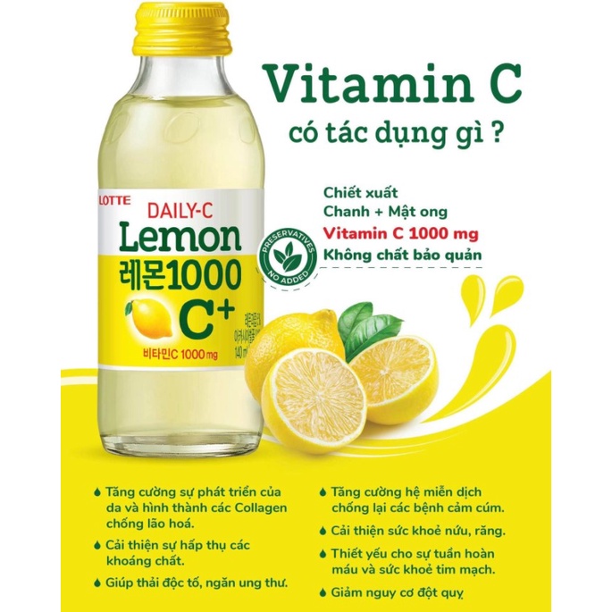 Nước Bổ Sung Vitamin C,D Vị Chanh/Xoài Daily-C Chai 140ml