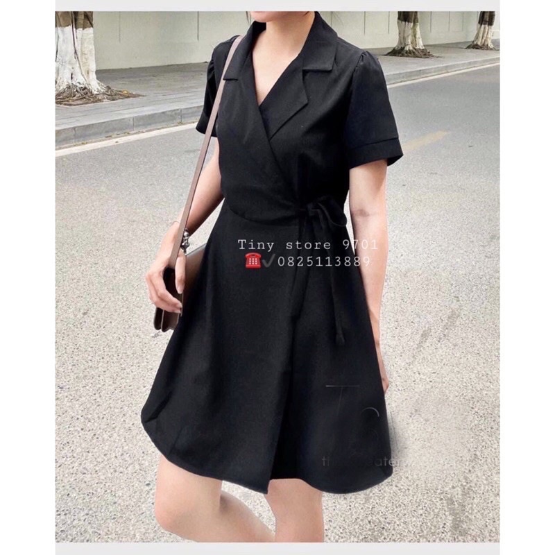 VÁY CỔ VEST CỘT NƠ EO