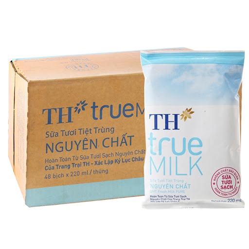 [Chỉ Giao Hỏa Tốc TP Hà Nội] Thùng Sữa Bịch TH TrueMilk 220ml Vị Đường, Ít Đường, Không Đường