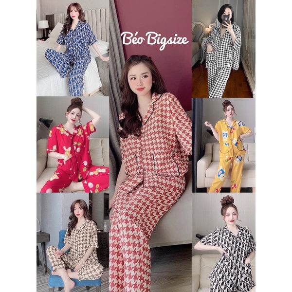 [Mẫu Xinh]Đồ Bộ  Pyjama Bigsize -Béo Bigsize  50-100kg Cao Cấp Mặc Nhà  Đẹp,Chất  Lụa Nhật mát xịn