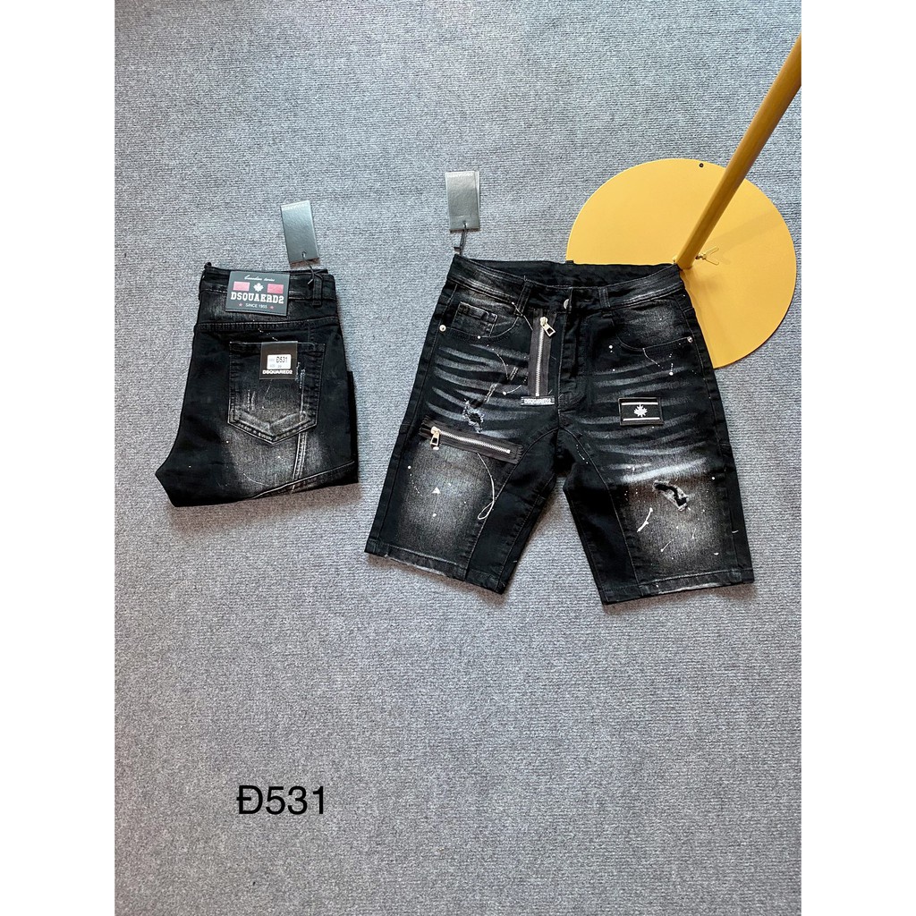 Quần Ngố Dsq Quần short Bò Thời Trang DSQ Khóa Lệch , Short Jean Huy Hiệu Thêu Logo Hàng Hót Nhất 2021