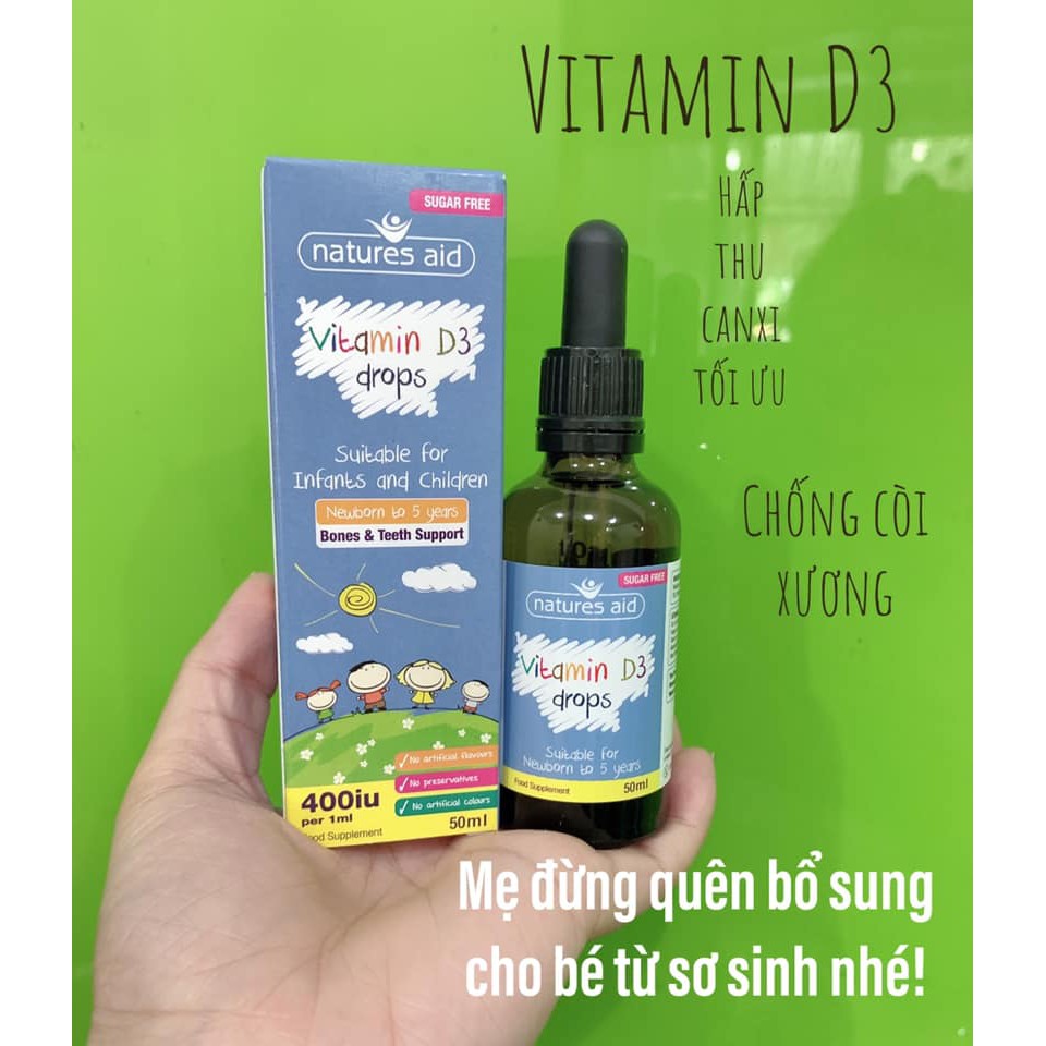 Vitamin D3 Drop Natures Aid Bill Uk 50mil Cho Bé 0m 5y