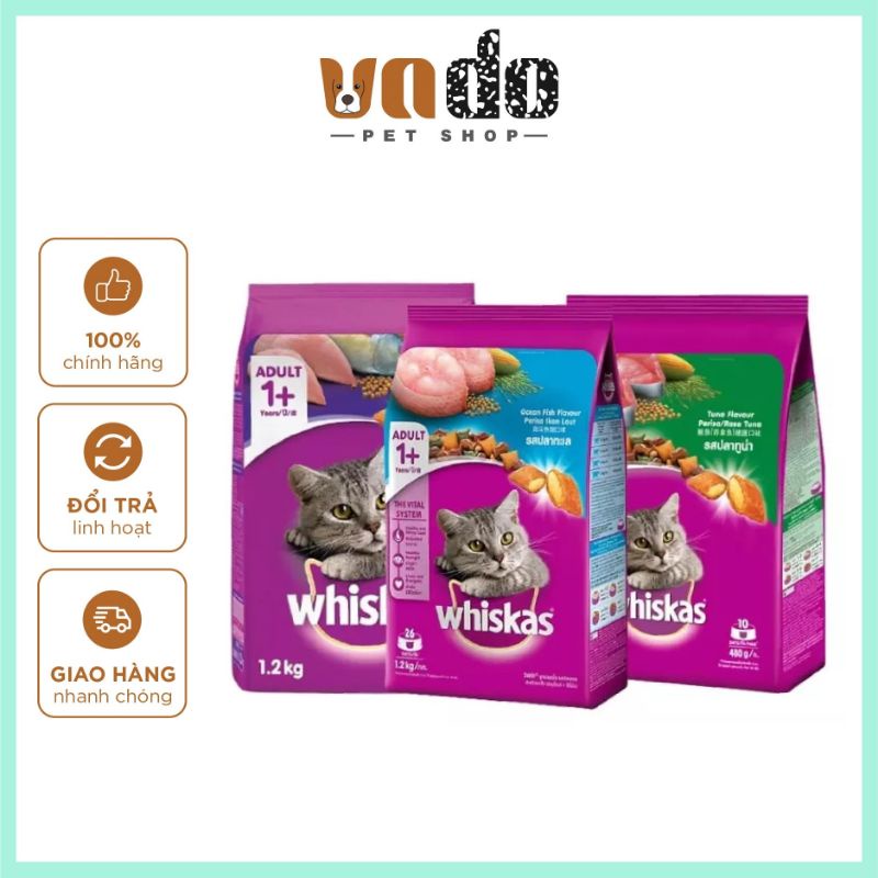 Thức ăn cho mèo Whiskas 1.2kg - Hạt Whiskas 1,2kg cho mèo thơm ngon