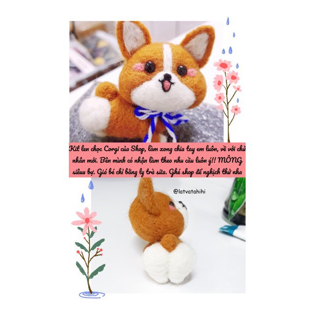 Bộ len chọc Hình Chó Corgi giành cho người mới bắt đầu - Handmade, chọc len, len thô