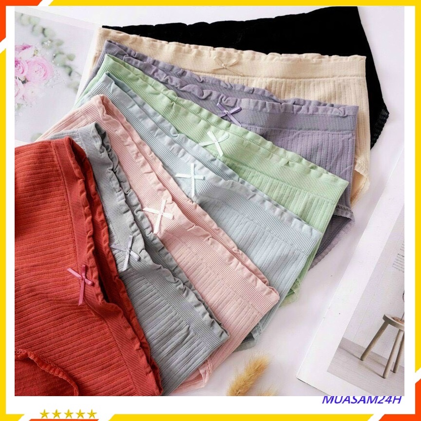 Quần lót nữ cotton kháng khuẩn thoáng mát, quần chip nữ cạp nhún đính nơ xinh tôn vòng 3 thông hơi co giãn 4 chiều – 02