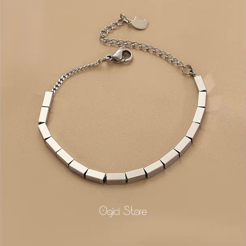 Vòng tay nữ thời trang, Lắc tay chuỗi hộp vuông phong cách nhẹ nhàng sang trọng, Cá tính, Unisex