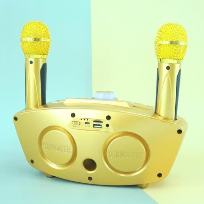 $ [Mã ELMS4 giảm 7% đơn 500K] Loa bluetooth karaoke Sd-306 tặng kèm 2 micro hát karaoke không dây, bass đập siêu hay $