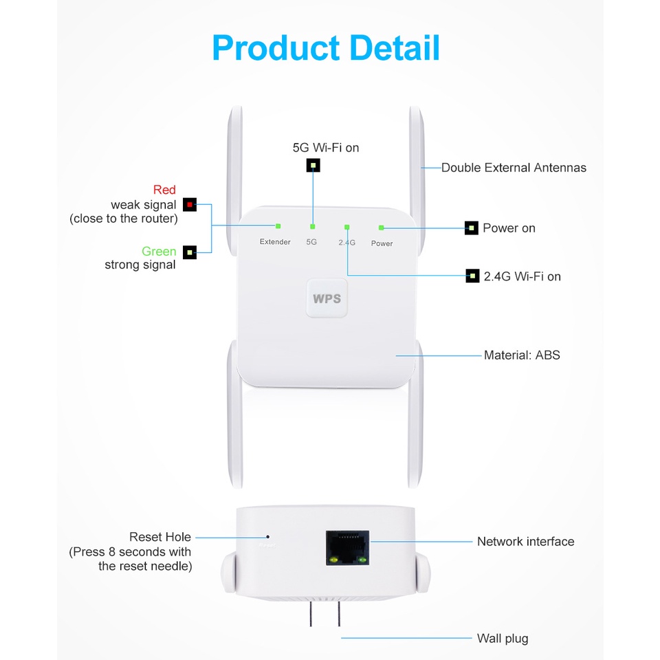 Thiết bị phát WiFi không dây 5G/2.4G 2.4G 300Mbps 5G 1200Mbps | BigBuy360 - bigbuy360.vn