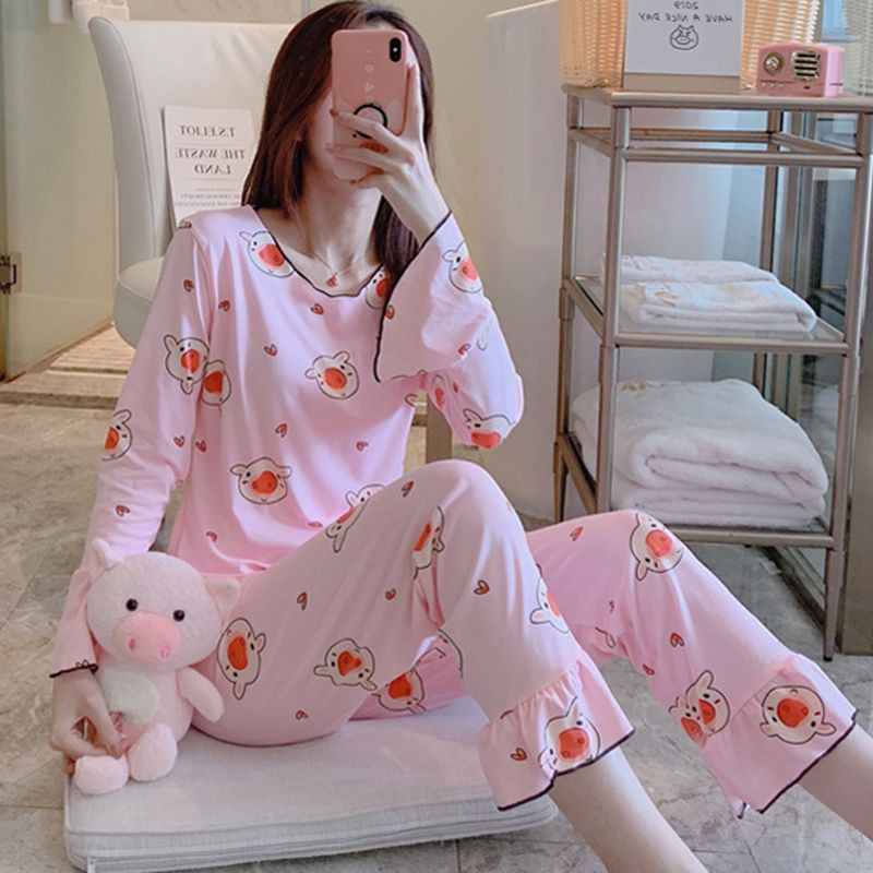 Đồ ngủ tay dài hoạ tiết in đáng yêu cho phái nữ | BigBuy360 - bigbuy360.vn